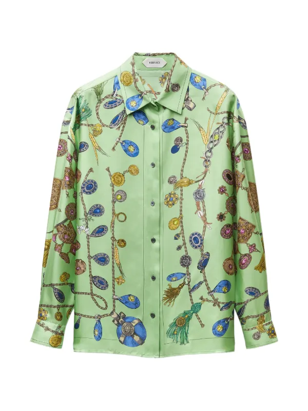 Printed silk-twill shirt
