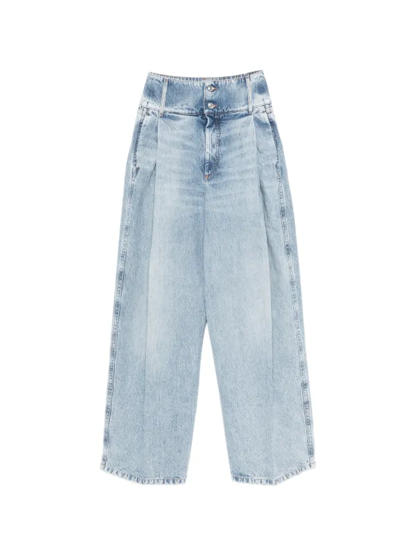 Pleated wide-leg jeans